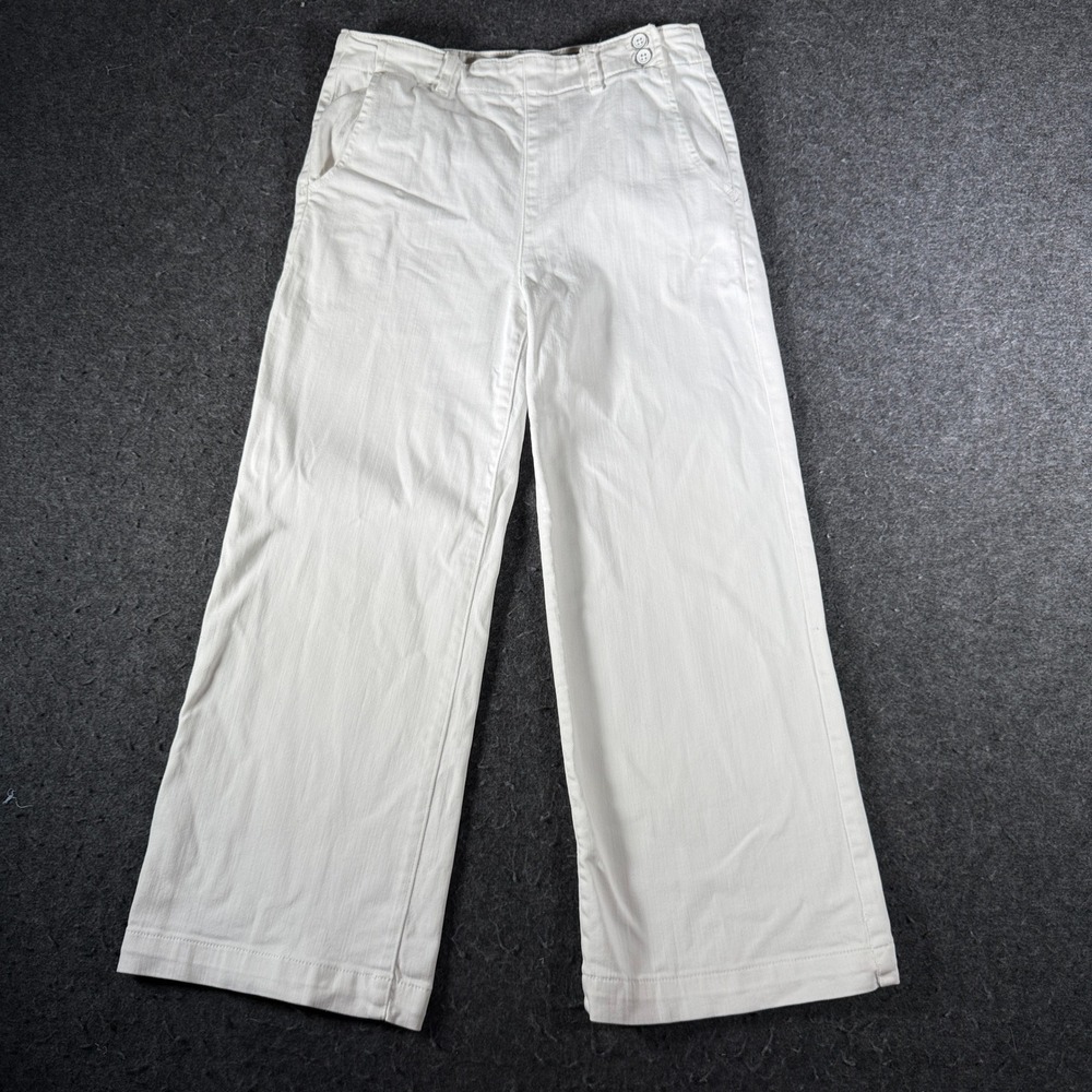 AG Adriano Goldschmied Juliette Trouser White Wide Leg Crop Pants 27R 12914